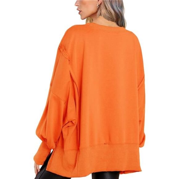 Women’s Oversized Crewneck Sweatshirt - Long Sleeve Pullover - Picture 5 of 6